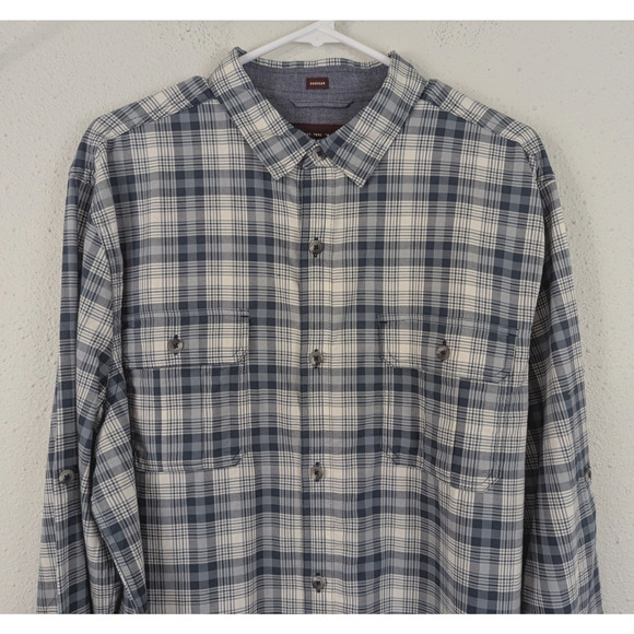 New Alesbury sz L Tall Shirt plaid blues & white buttons up long sleeves 4528 - Picture 2 of 6